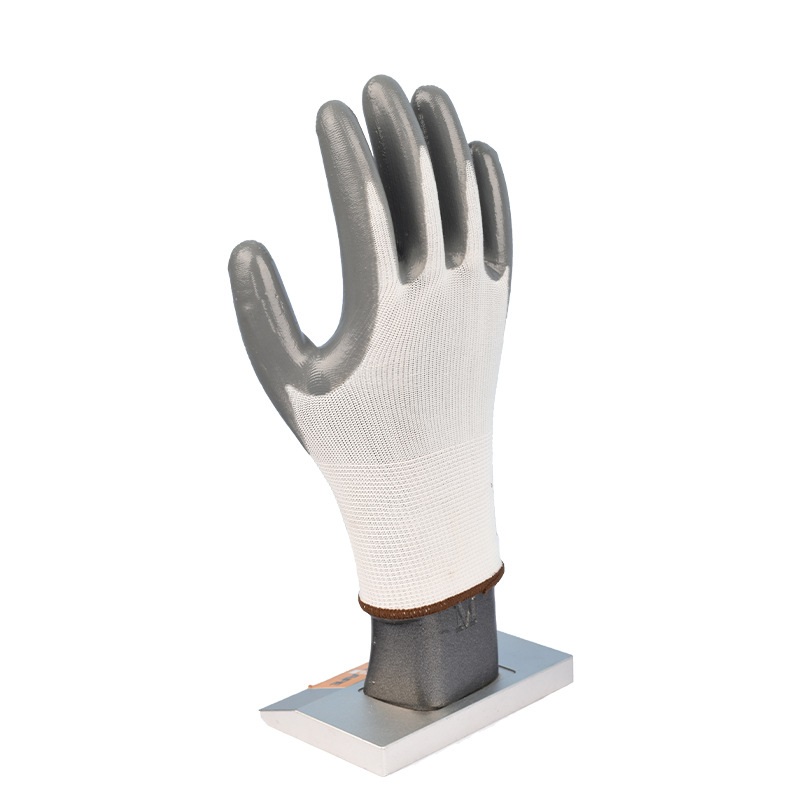 Χωρίς σκόνη λευκή πολυεστέρα μεταξιού γκρι νιτριλίου γάντια