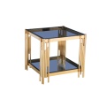 Mesa lateral de doble nivel de oro con vidrio