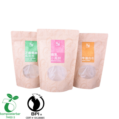 Flat Bottom Kraft Paper Bags with Window Laminated Pouch/Printed PLA Pouch Printed Compostab