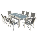 9pcs alu. Textilene extension dining set