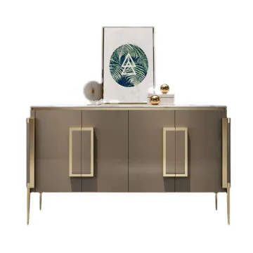 Marble Top Stainless Steel Legs Wooden Sideboard Console Cabinet