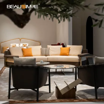 Italian Curved Genuine Leather Moore Sofa
