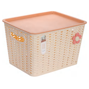 Versatile Storage Basket Plastic Weave Basket with Handle