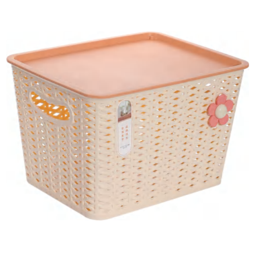 Versatile Storage Basket Plastic Weave Basket with Handle