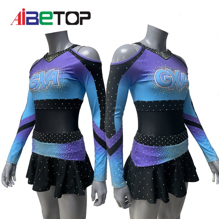Custom Gradient Color Cheerleader Uniform Blue&Purple Cheerleading Uniform6