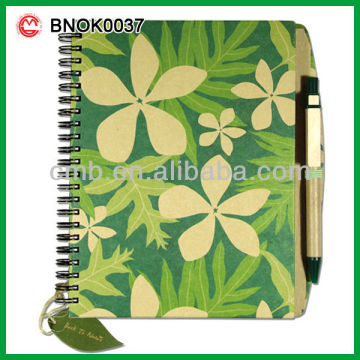 spiral hard cover notebook with pen
