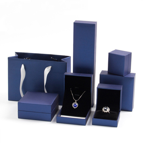 Blue Cardboard Packaging Luxury Jewelry Gift Box Hinge