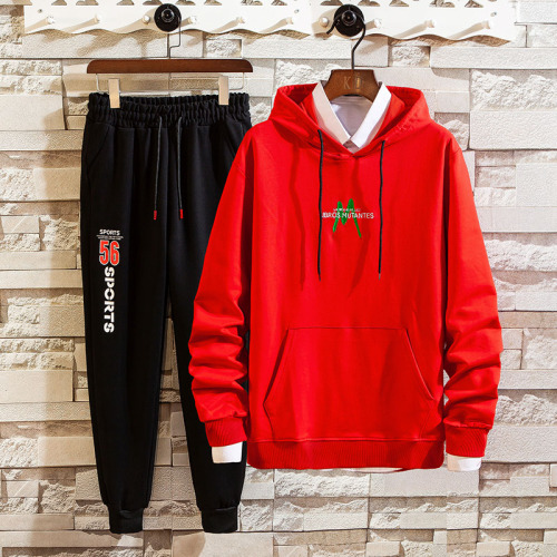 Custom designed men's polyester hooded sweatshirt suits