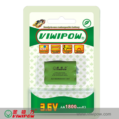 1800mAh Rechargeable AA Ni-MH Battery Pack (VIP-AA1800)