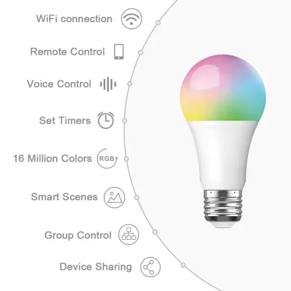 SZMYQ Tuya Smart Home A60 9W RGBWW WiFi Smart Bulb - Compatible with Google Home, Alexa, Echo