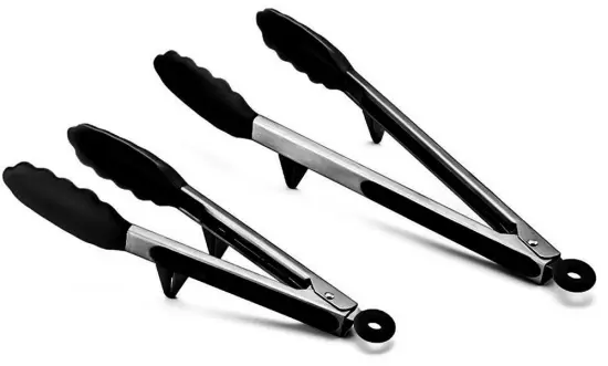 Stainless Steel Locking Food Tongs with Stand