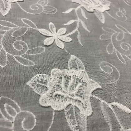 White Swiss Voile Lace Golden Supplier Embroidery Lace Fabric in India