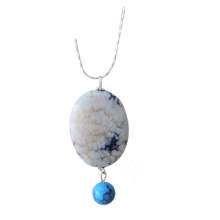 Natural Gemstone Agate Necklace with Silver Chain