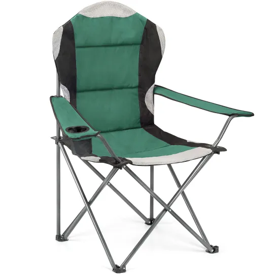 Padded Folding Heavy Duty Camping Chair with Armrest for Fishing and Outdoor Use