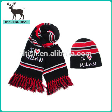 100%acrylic hat and scarf , football sport knitted set