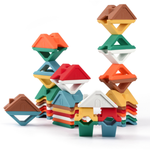 7-PCS Silikon Stacking Nesting Triangle Leksaker Stacker Blocks