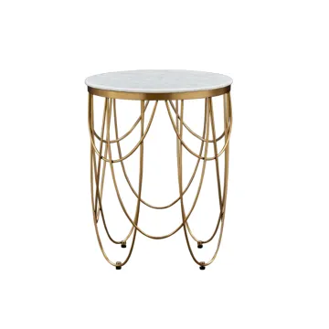 Vintage round natural marble based sofa side table