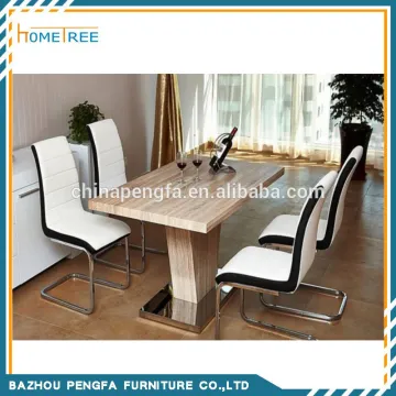 Modern Metal Base Oak Veneer Wooden Dining Table/Dining Room Furniture