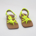 Δαντέλα σαν σανδάλια Pu Square Head Flat Sandals