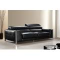 Modern Black Leather Sofa with Chrome Legs