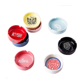 Custom Logo Ceramic Porcelain Ashtray with Graphic Pattern Design and Gift Box