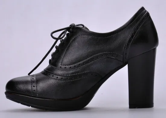 High Heel Womens Booties Shoes , 36-41 Size Black Durable Lace Front