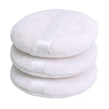 Soft Washable Round Velour Face Powder Puff with Logo