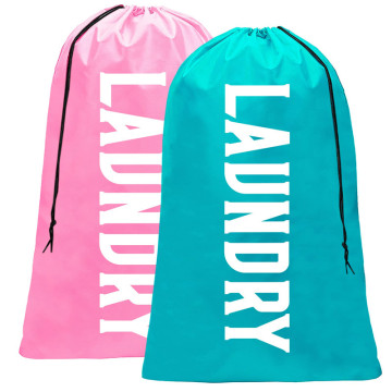 Custom Logo Nylon Drawstring Laundry Bag - Water-resistant and Durable