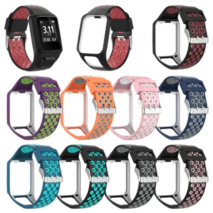 Dual Color Silicone Watch Band Replacement for TomTom Spark Runner 2/3, Adventurer, Golf 2