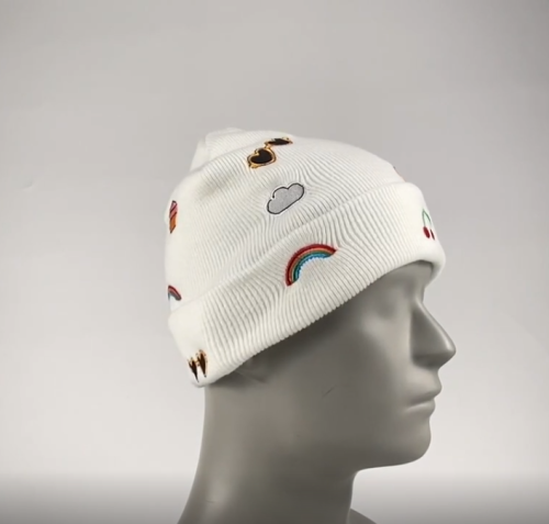 Custom Embroidery cartoon Knit beanie hat