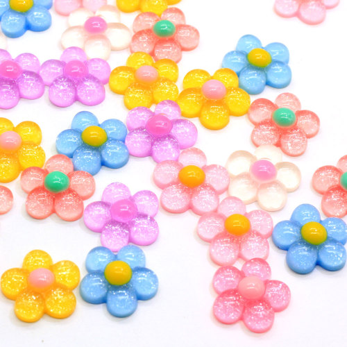 100Pcs/Lot 18MM Handcrafted Resin Jelly Sunflower Cabochons Flatback Flat Back Resin Daisy Flower Embellishments Slime Charms