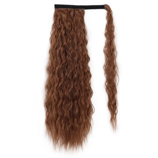 Vigorous Hot Selling High Quality Fiber Wrap Long Ponytail Curly Synthetic Hair Extensions Messy Braid Black
