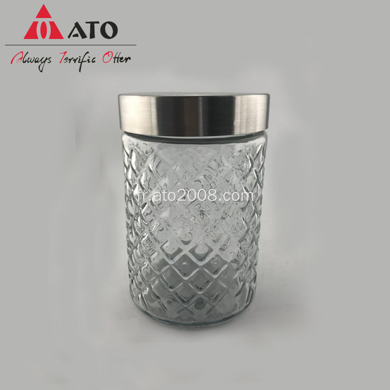Pot de rangement en verre avec couvercle en métal