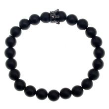 Matte Agate Black CZ Crown King Bracelet For Men Fashion