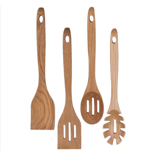 Oak wood kitchen utensil set