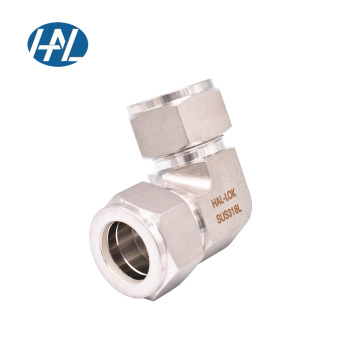 SS316L Stainless Steel Tube Fitting: 2-50mm Double Ferrule 90 Degree Union Elbow