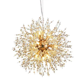 Modern Gold Pendant Light 110v/220v Dandelion Crystal Chandelier for Home and Hotel Decor