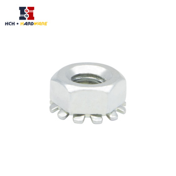 Nickel-plated K-nut 304 hexagon nuts with multiple teeth