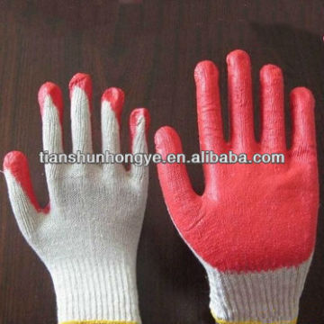 Ploy cotton lining red letex gloves