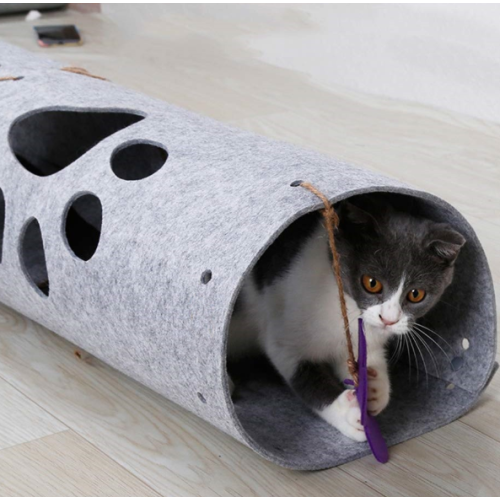 Brinquedo de túnel de gato de feltro dobrável