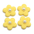 Colorful Pearl Five Petal Flower Resin Charms Flatback Flower Resin For Children Hairpin Rubber String Phone Shell Accessories