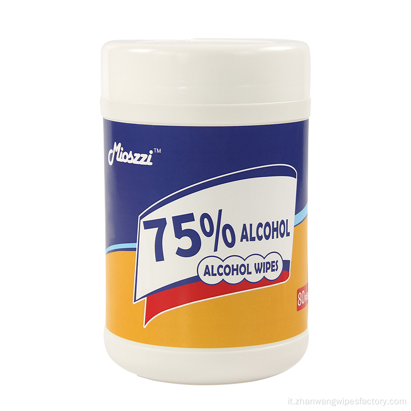 Fusto di salviettine umidificate disinfettanti disinfettanti con alcool al 75%