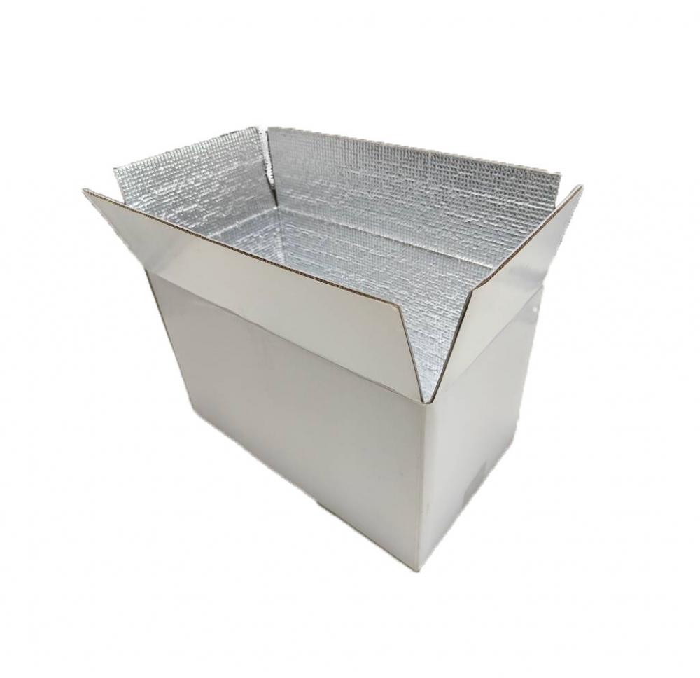 Caixas de alimentos congeladas com papel alumínio isoladas