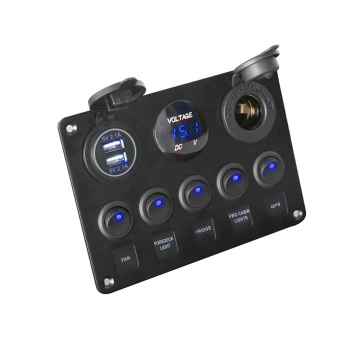 12V LED Voltage Monitoring Panel with Dual USB, 4.2A, Waterproof for Boats and Cars