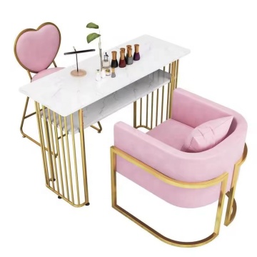 Glasglow Salon Nail Table - French Modern Style Pink Manicure Table