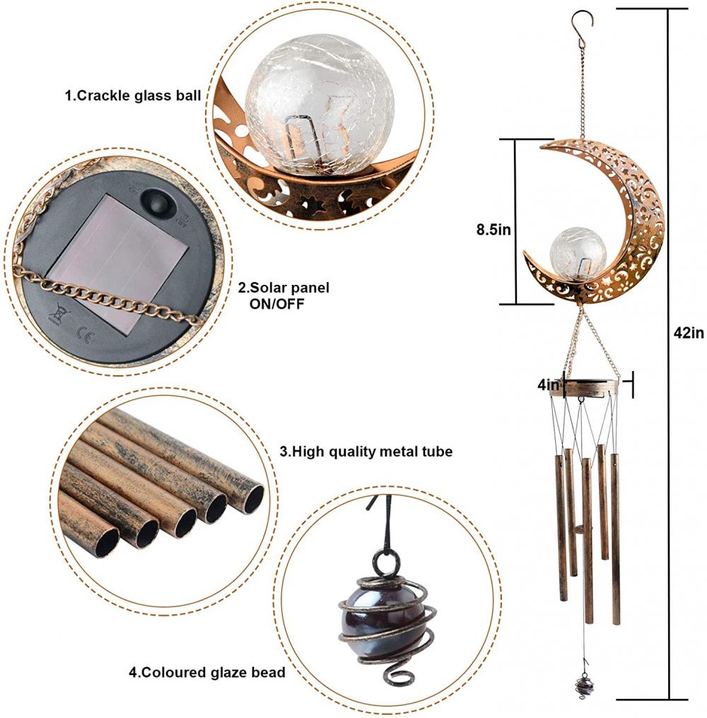 Solar Moon Wind Chimes Outdoor