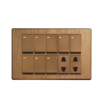 WZSOYI Brown Chocolate Coffee Color Iron Plate Switch Socket 8+2