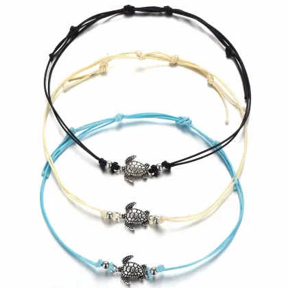 Beach-inspired Boho Anklets with Sea Turtle Design: Stylish Foot Jewelry for Women and Girls