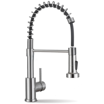 Wire-Proof 304 Stainless Steel Household Kitchen Sink Faucet with Hot and Cold Water, Featuring an American Spring Draw Design