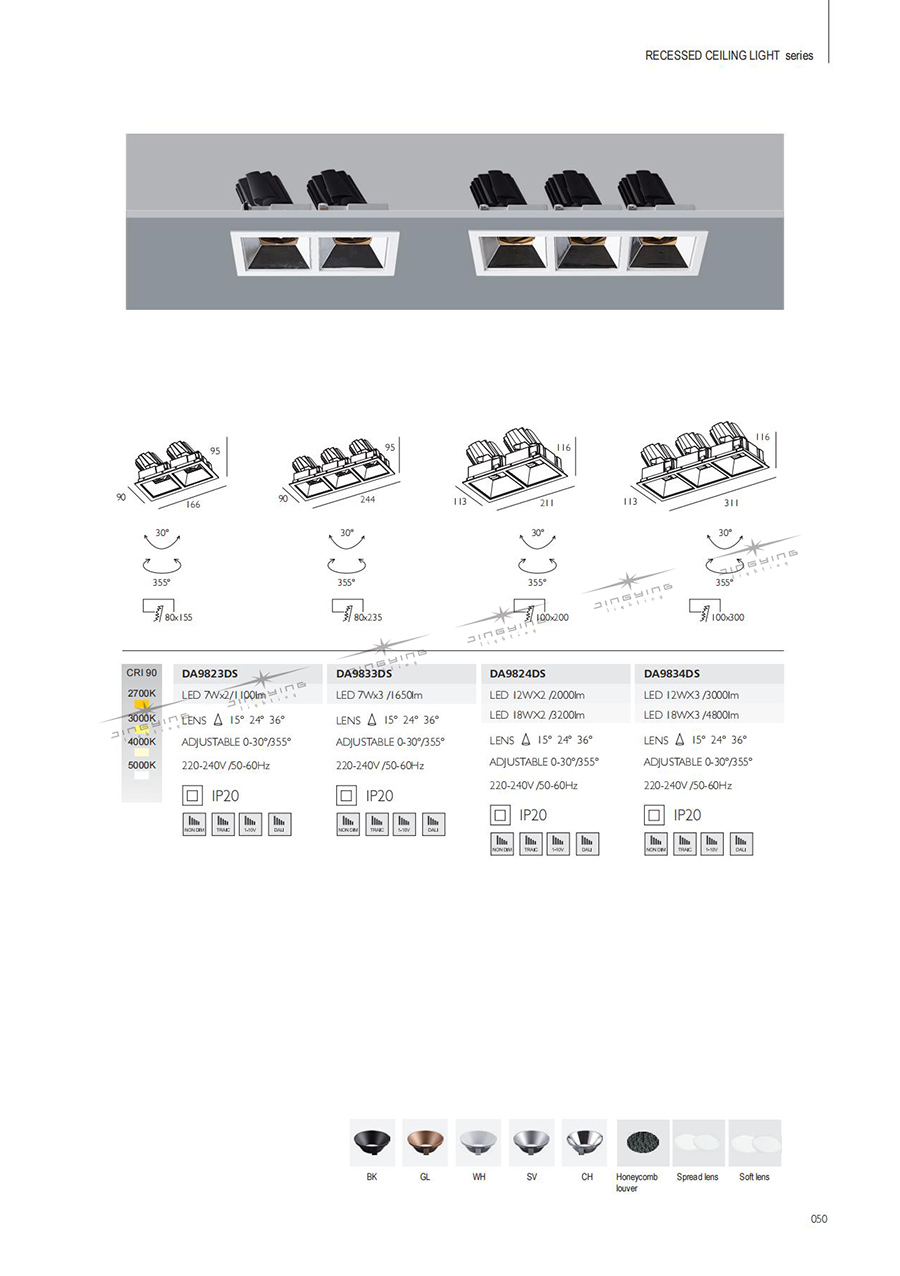 Recessed Spotlight Adjustable Square 98 2